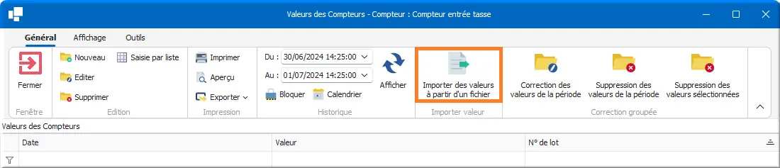 Importer valeurs d'un fichier